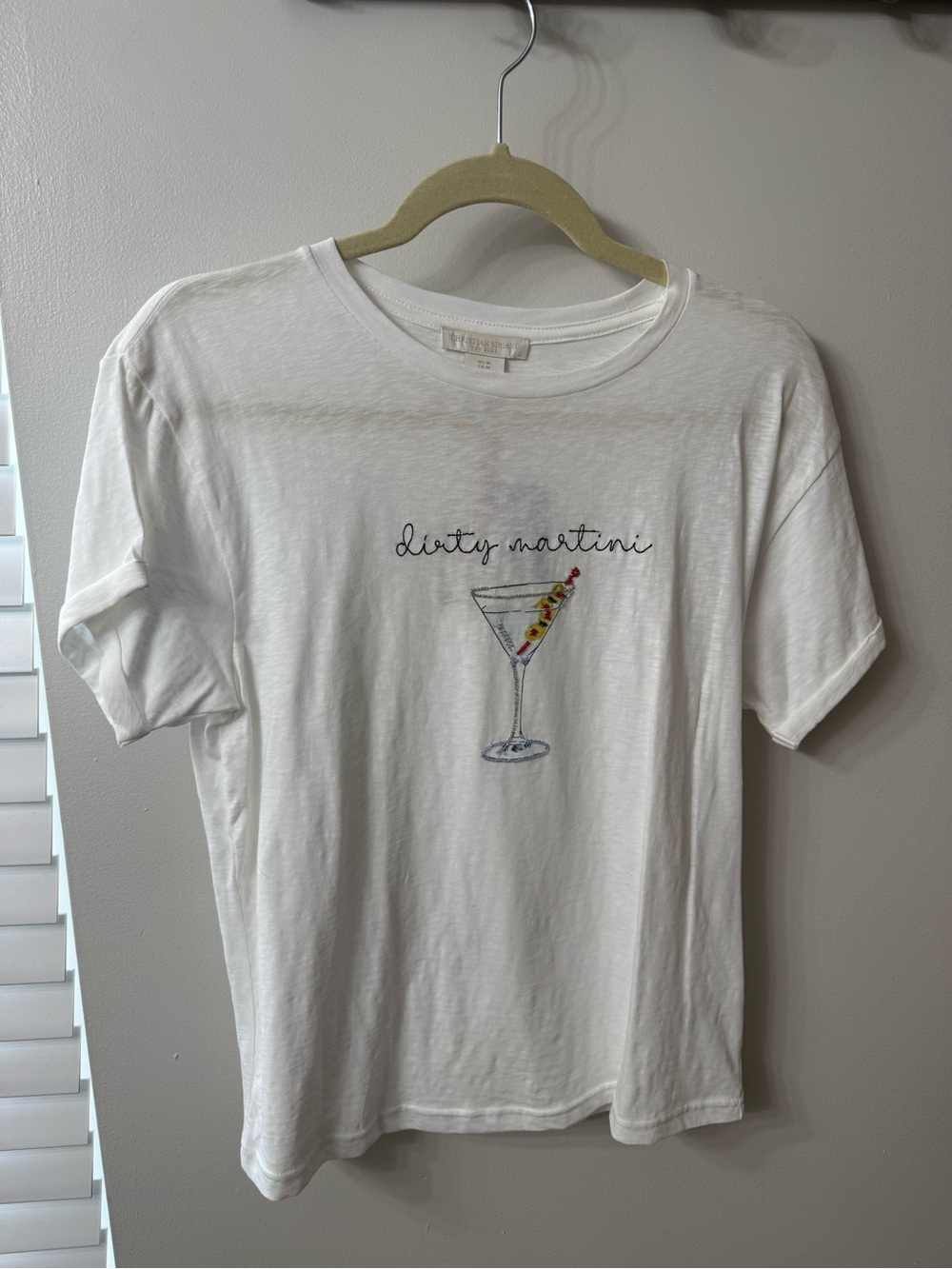 Christian Siriano White 'Dirty Martini' Embroidered Graphic Tee